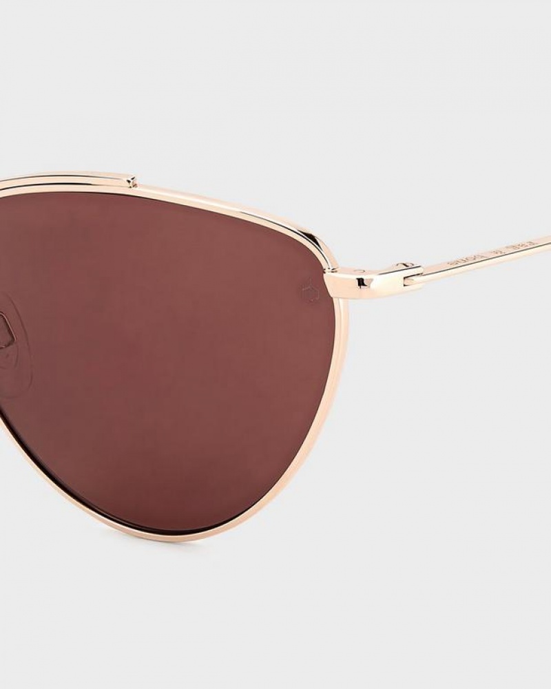 Women's Rag & Bone Clare Butterfly Sunglasses Red Gold | 627ZYPDJN