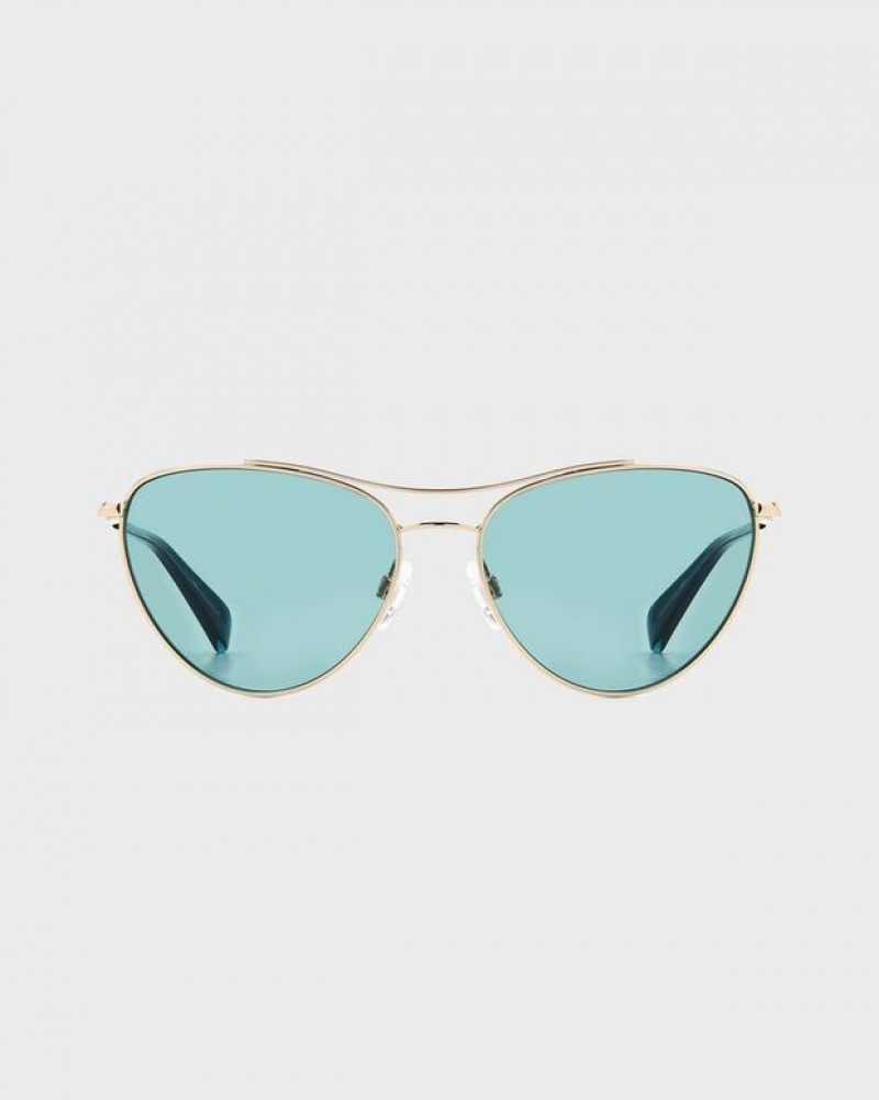 Women's Rag & Bone Clare Butterfly Sunglasses Gold Turquoise | 219TQHMNZ