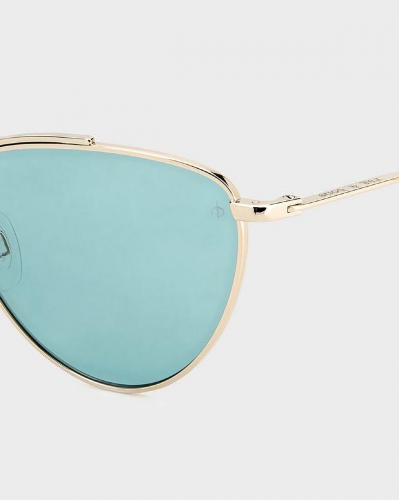 Women's Rag & Bone Clare Butterfly Sunglasses Gold Turquoise | 219TQHMNZ