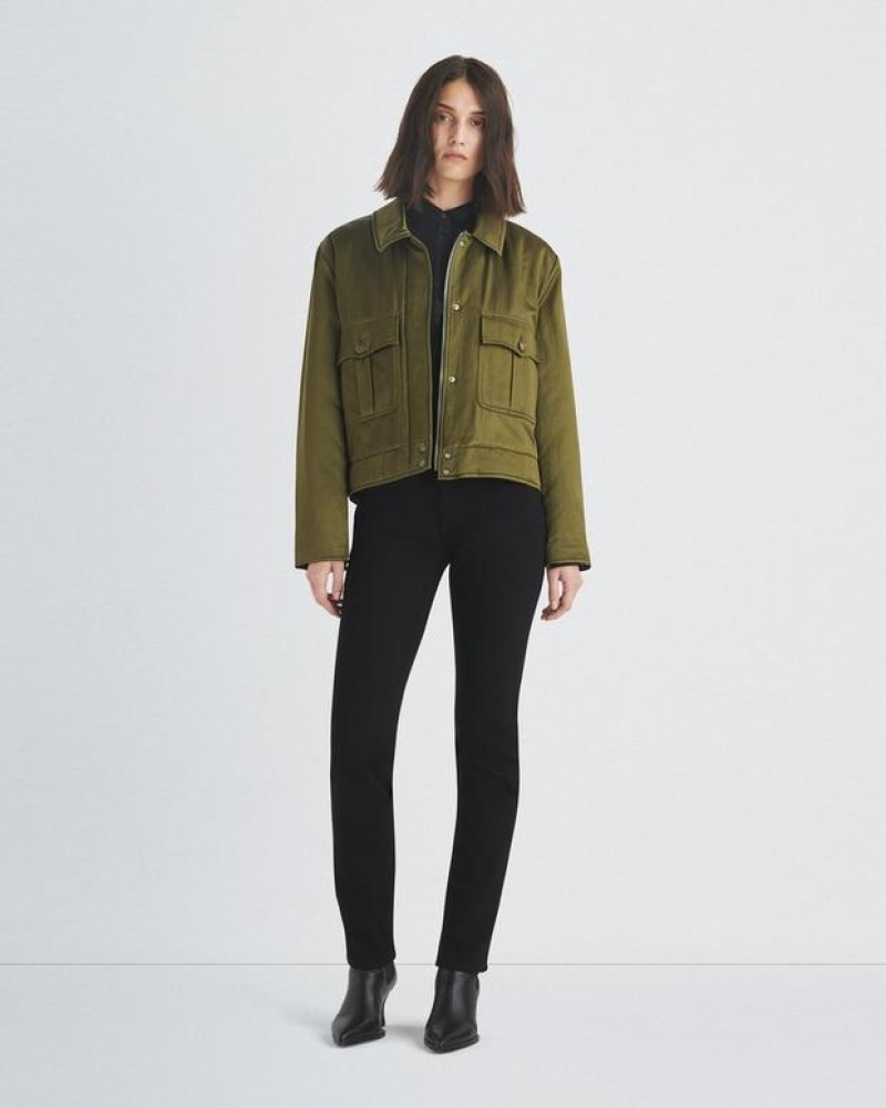 Women's Rag & Bone Colton Japanese Satin Classic Fit Jackets Green | 926KSFTJL