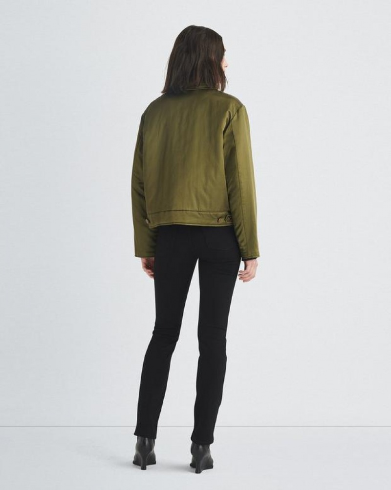 Women's Rag & Bone Colton Japanese Satin Classic Fit Jackets Green | 926KSFTJL