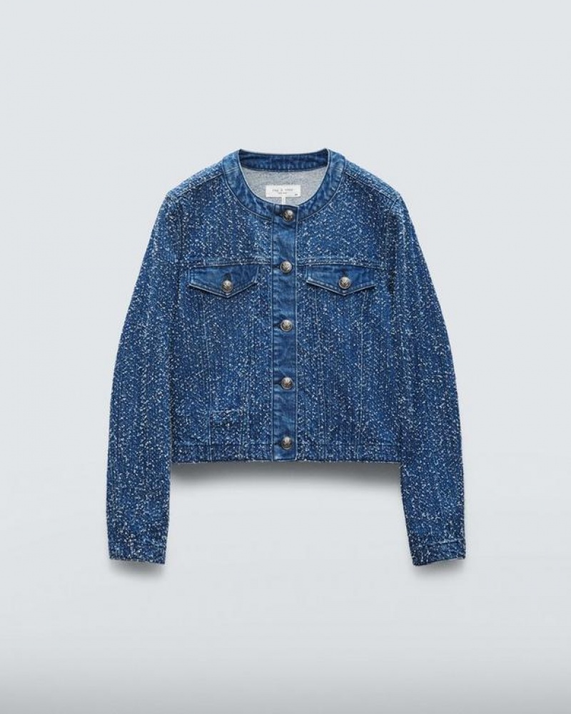 Women's Rag & Bone Cora Denim Classic Fit Jackets Midtweed | 509OKRYNW