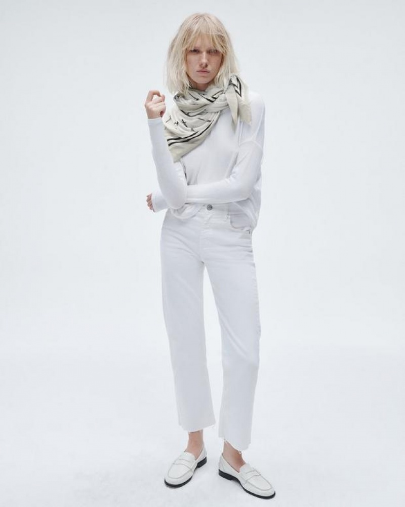 Women's Rag & Bone Dagger Cashmere Modal Lightweight Scarf White | 062YXFVHR