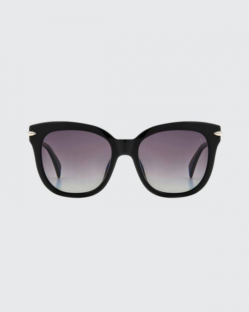 Women's Rag & Bone Darcy Rectangular Sunglasses Black | 826QVNBPI