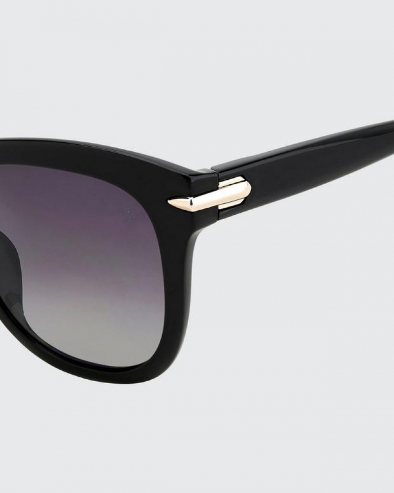 Women's Rag & Bone Darcy Rectangular Sunglasses Black | 826QVNBPI