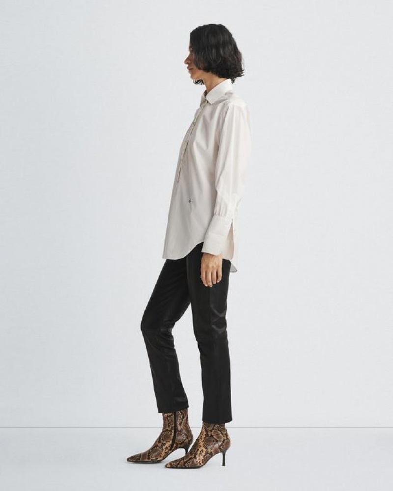 Women's Rag & Bone Diana Cotton Poplin Classic Fit Button Down Tops White | 825EWMHOF