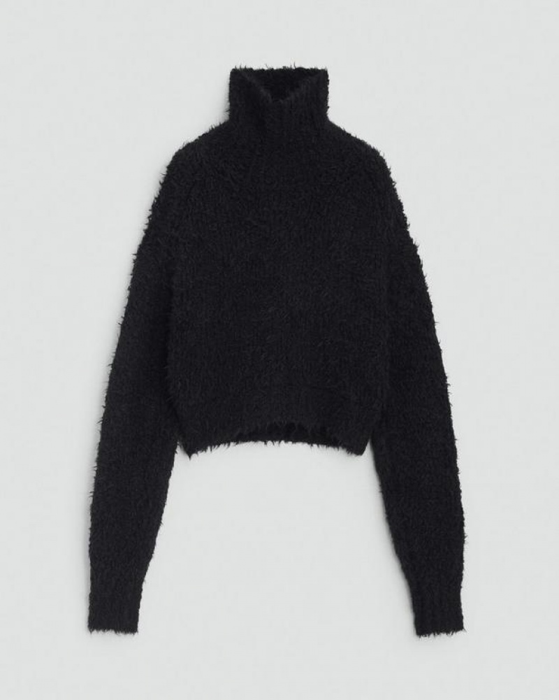 Women's Rag & Bone Dillon Italian Alpaca Turtleneck Relaxed Fit Sweaters Black | 831BHDTFR