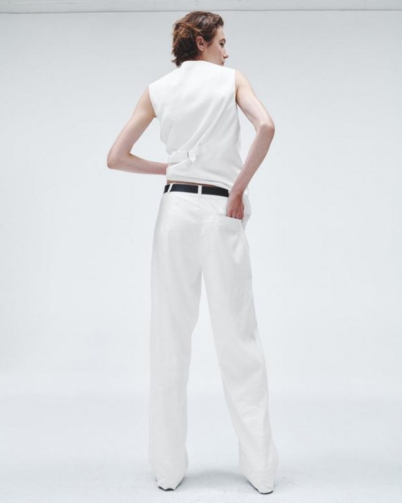 Women's Rag & Bone Donovan Linen Relaxed Fit Pants White | 936VXZSYP