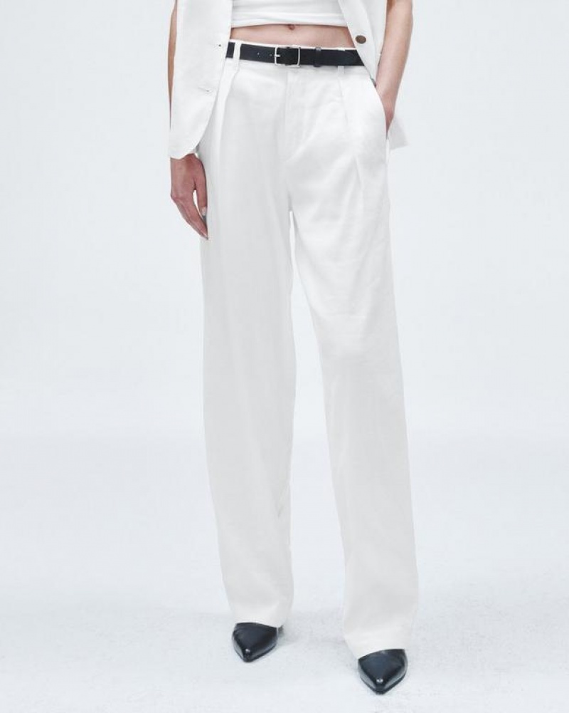 Women's Rag & Bone Donovan Linen Relaxed Fit Pants White | 936VXZSYP