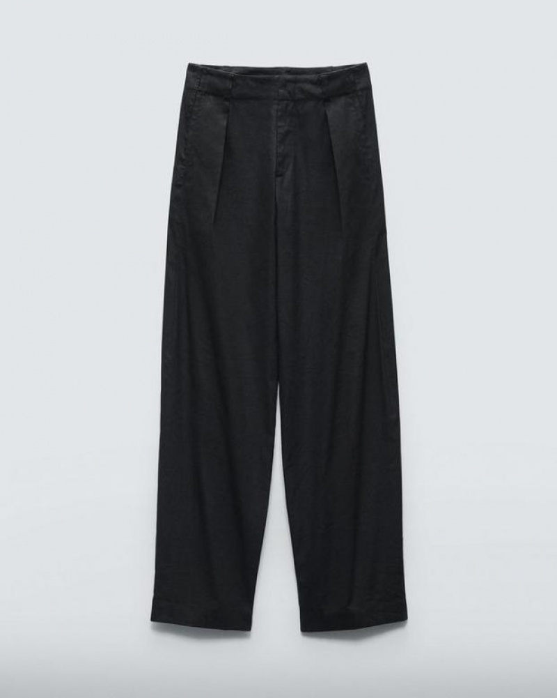 Women's Rag & Bone Donovan Linen Relaxed Fit Pants Black | 069LSDBMZ