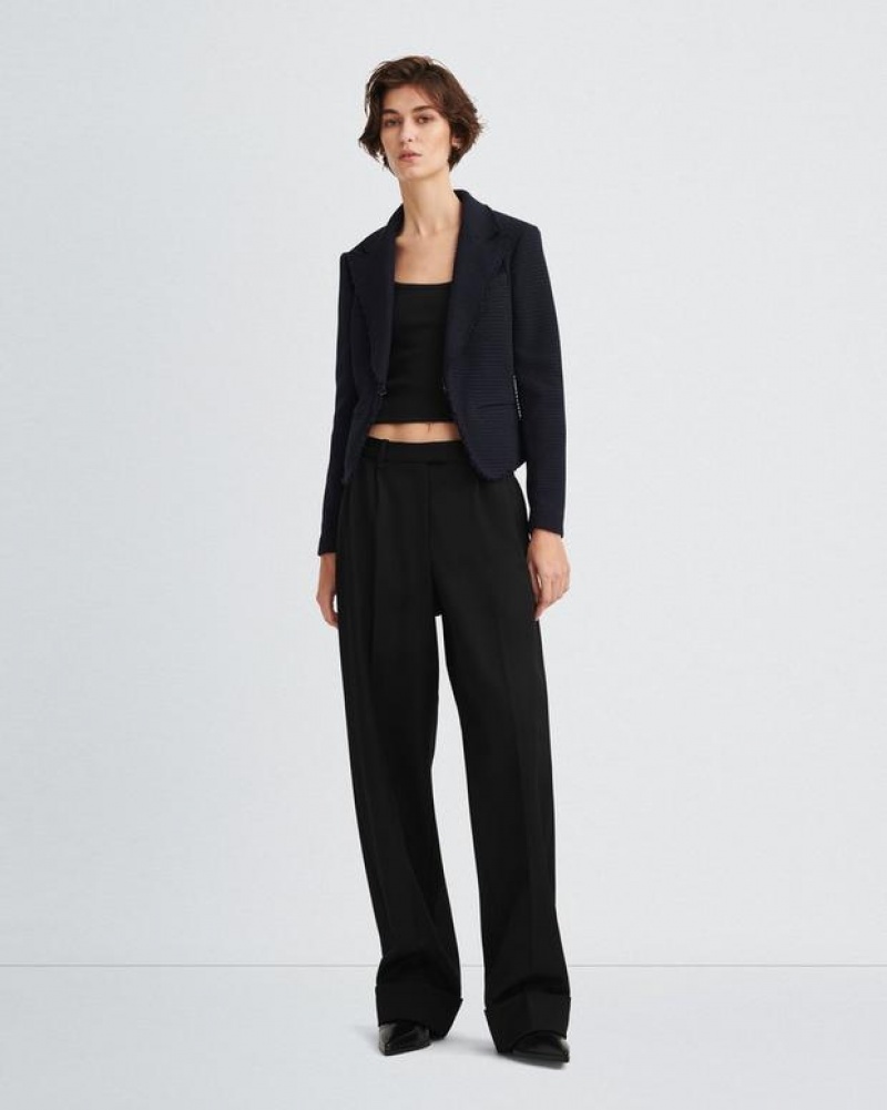 Women's Rag & Bone Elle Tweed Classic Fit Blazers Navy | 089WICQEK