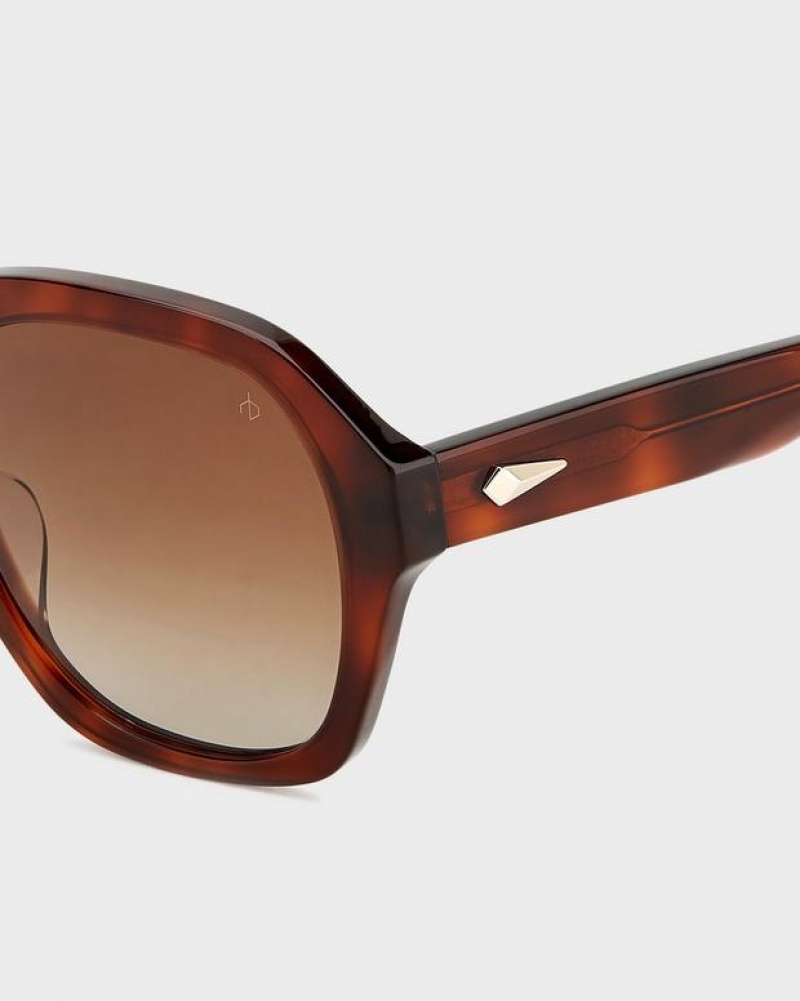 Women's Rag & Bone Elly Butterfly Sunglasses Havana | 246PLJGCT