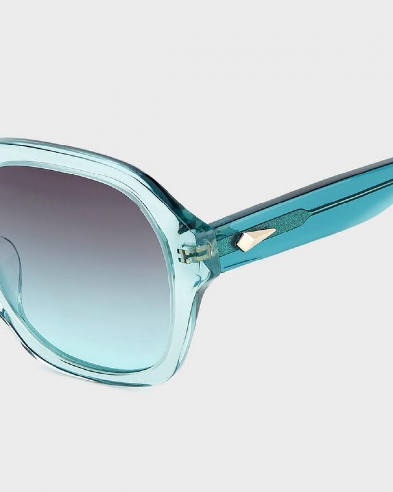 Women's Rag & Bone Elly Butterfly Sunglasses Turquoise | 549MSTEIW