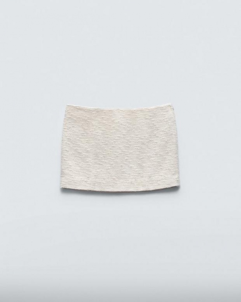 Women's Rag & Bone Emerson Italian Tweed Mini Skirts White | 571CYALIN