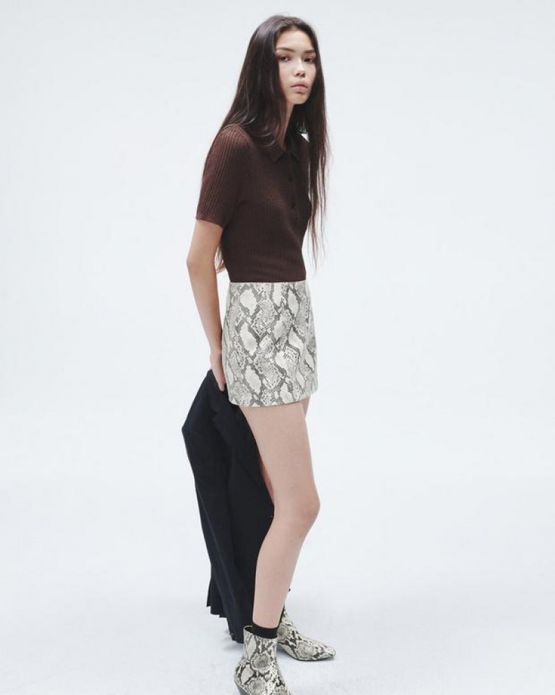 Women's Rag & Bone Emerson Leather Mini Skirts Snake | 652XDNLSE