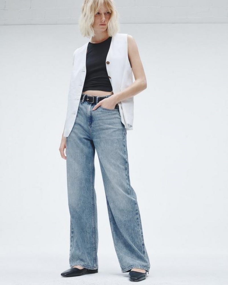 Women's Rag & Bone Featherweight Logan Wide-Leg Mid-Rise Featherweight Jeans Audrey | 145NPGQBC