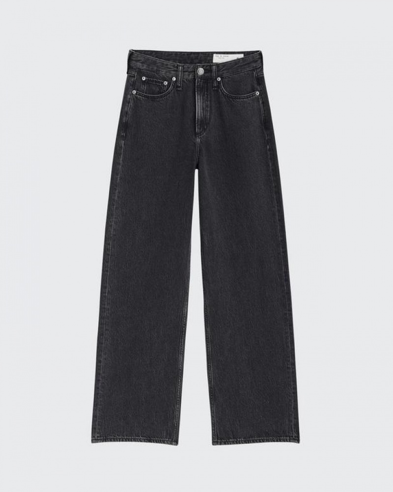 Women's Rag & Bone Featherweight Logan Wide-Leg Mid-Rise Featherweight Jeans Roya | 359YTSGFZ