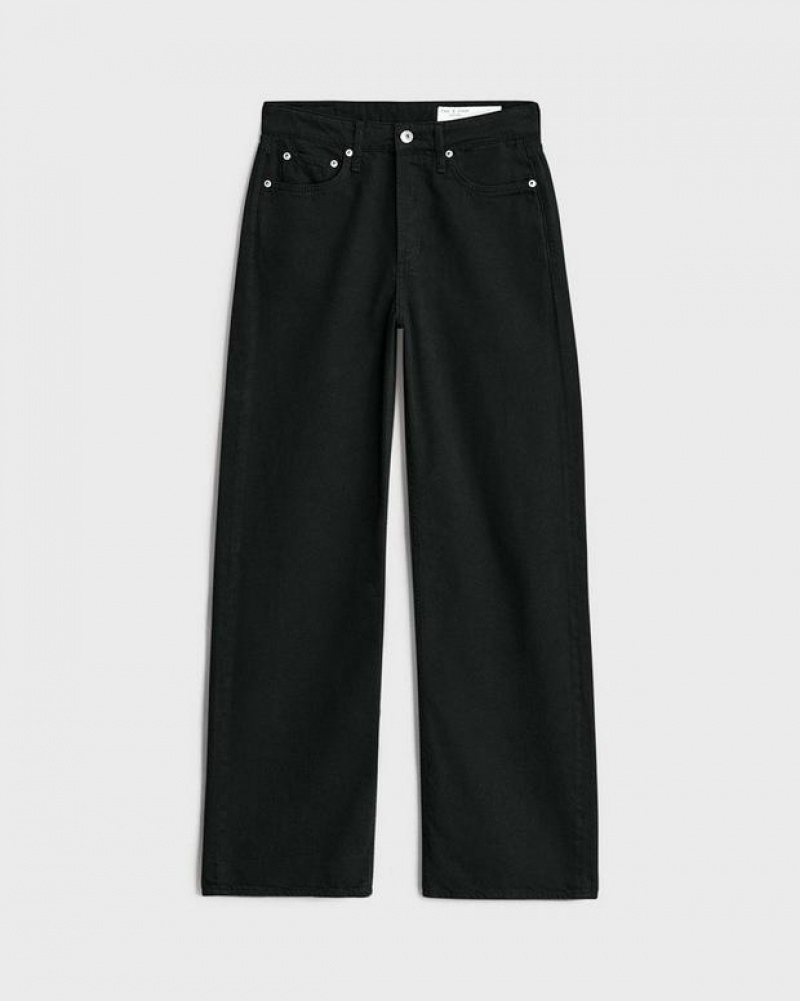 Women's Rag & Bone Featherweight Logan Wide-Leg Mid-Rise Featherweight Jeans Black | 925EAJRTH