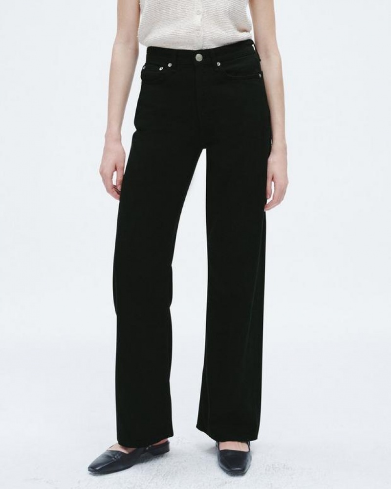 Women's Rag & Bone Featherweight Logan Wide-Leg Mid-Rise Featherweight Jeans Black | 925EAJRTH