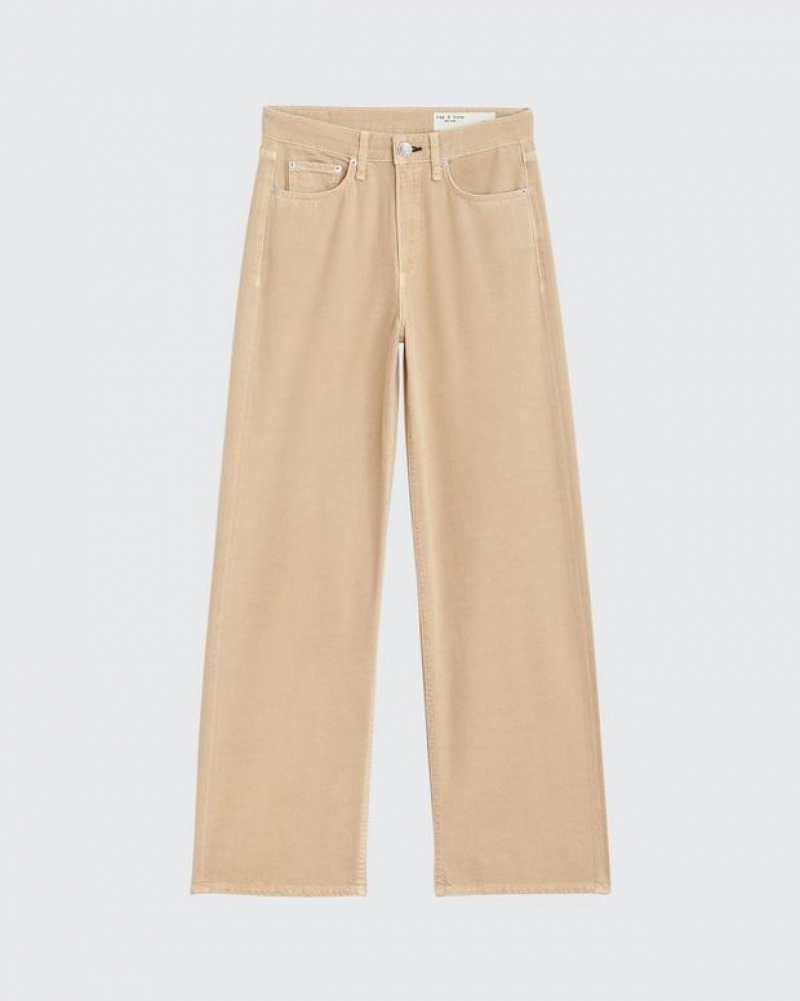 Women's Rag & Bone Featherweight Logan Wide-Leg Mid-Rise Featherweight Jeans Beige | 256CWUOGJ