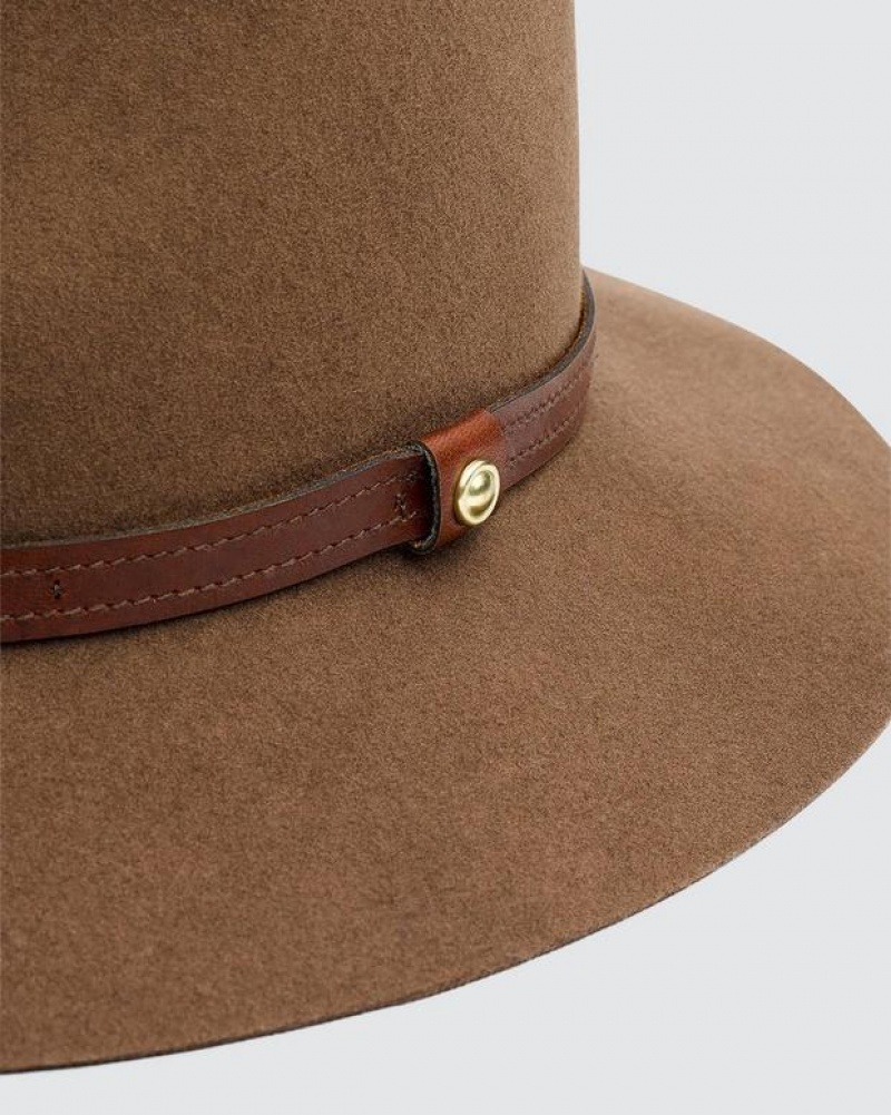 Women's Rag & Bone Floppy Brim Fedora Wool Hats Pecan | 593OIVKUJ