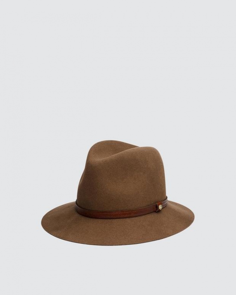 Women\'s Rag & Bone Floppy Brim Fedora Wool Hats Pecan | 593OIVKUJ