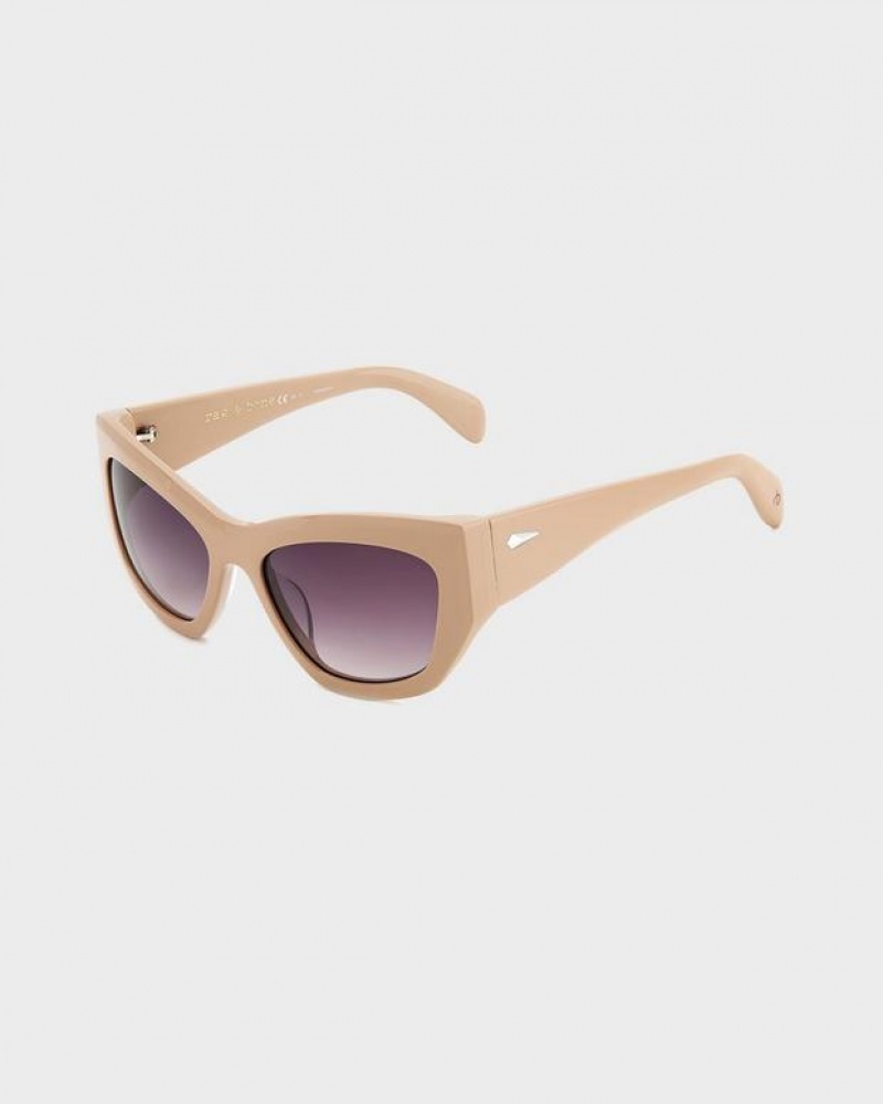 Women\'s Rag & Bone Gwyn Cat Eye Sunglasses Beige | 617GOVLJM