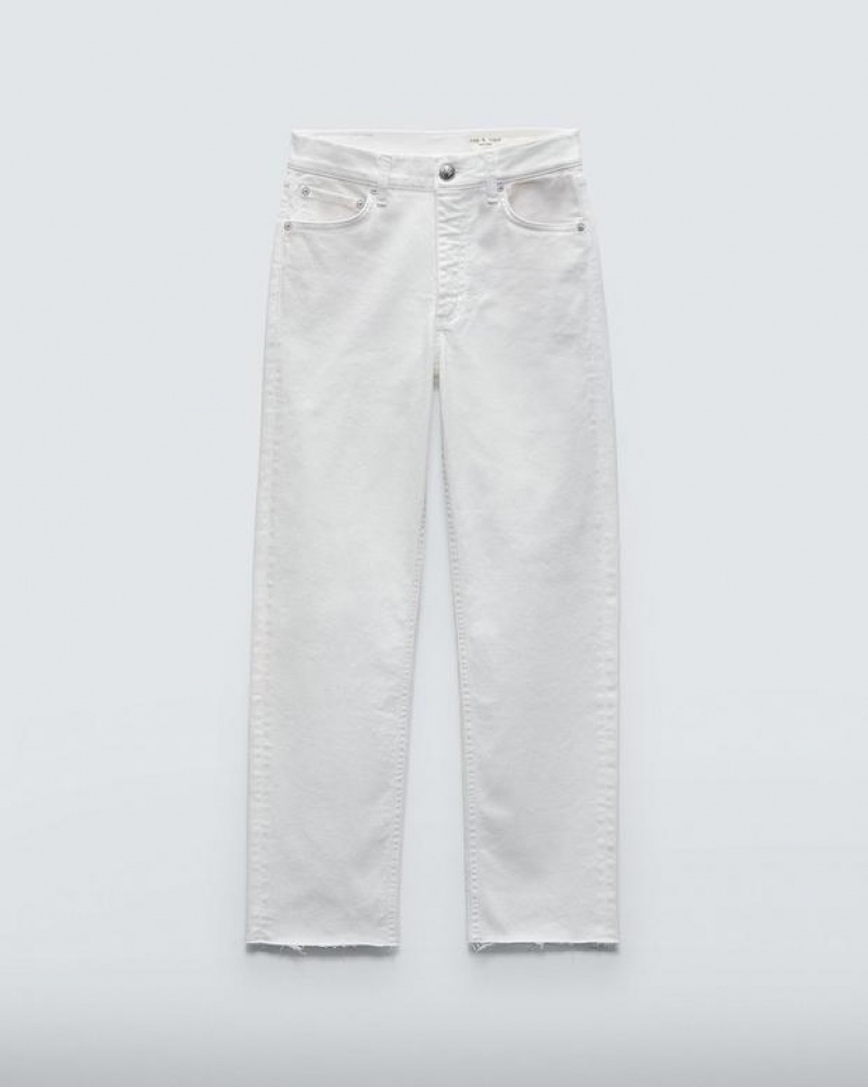 Women's Rag & Bone Harlow Ankle Straight Mid-Rise Vintage Stretch Jeans White | 730SXGCJB