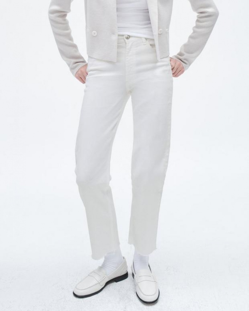 Women's Rag & Bone Harlow Ankle Straight Mid-Rise Vintage Stretch Jeans White | 730SXGCJB