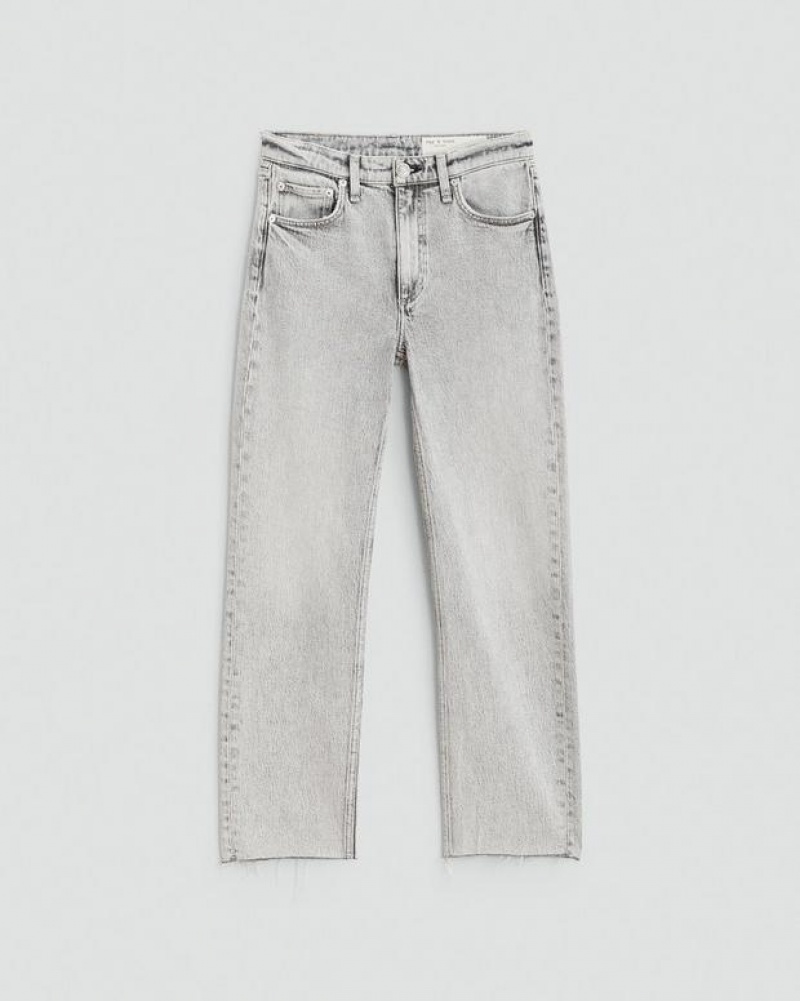 Women's Rag & Bone Harlow Ankle Straight Mid-Rise Vintage Stretch Jeans Glacier Dnm | 368GYKIAL