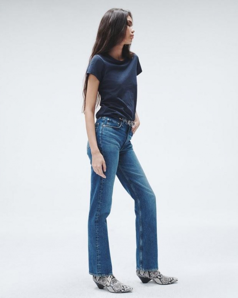 Women's Rag & Bone Harlow Full Length Straight Mid-Rise Vintage Stretch Jeans Kendra | 364ZMQEOL