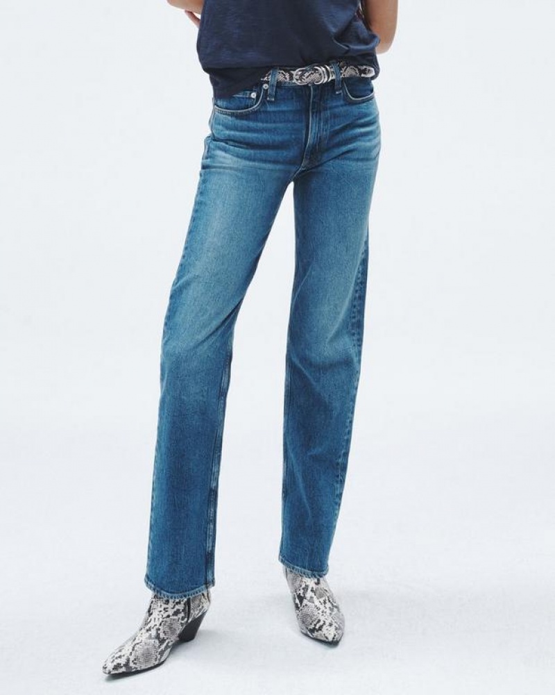 Women's Rag & Bone Harlow Full Length Straight Mid-Rise Vintage Stretch Jeans Kendra | 364ZMQEOL