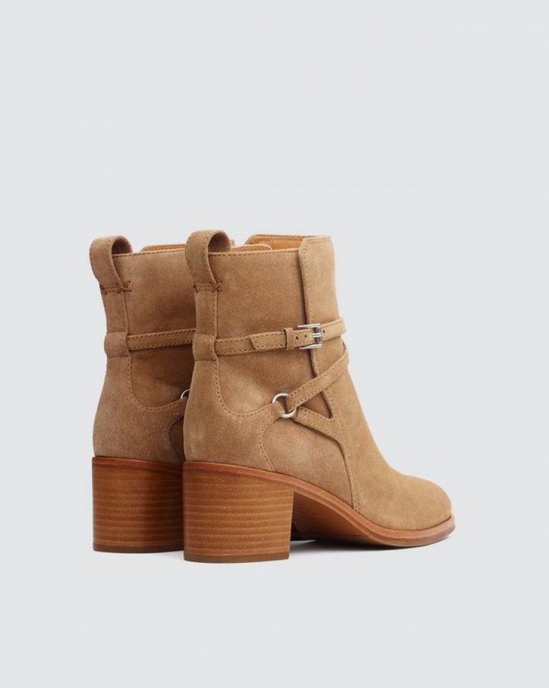 Women's Rag & Bone Hazel Buckle - Suede Chelsea Boots Brown | 396LCQVFA