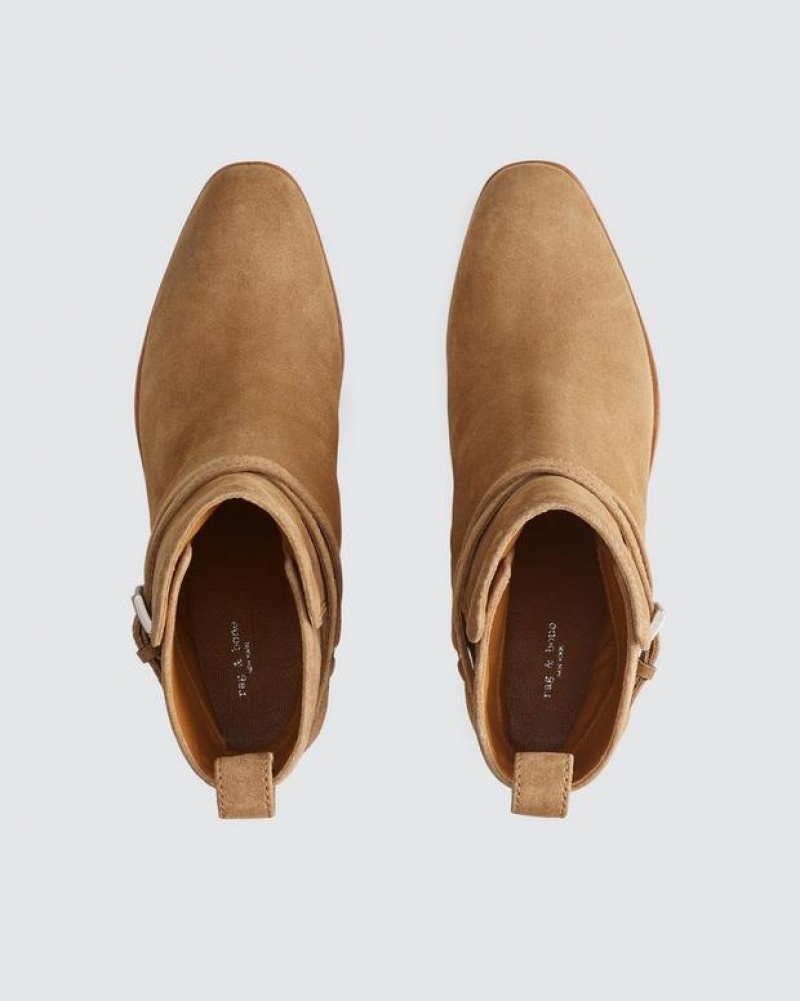 Women's Rag & Bone Hazel Buckle - Suede Chelsea Boots Brown | 396LCQVFA