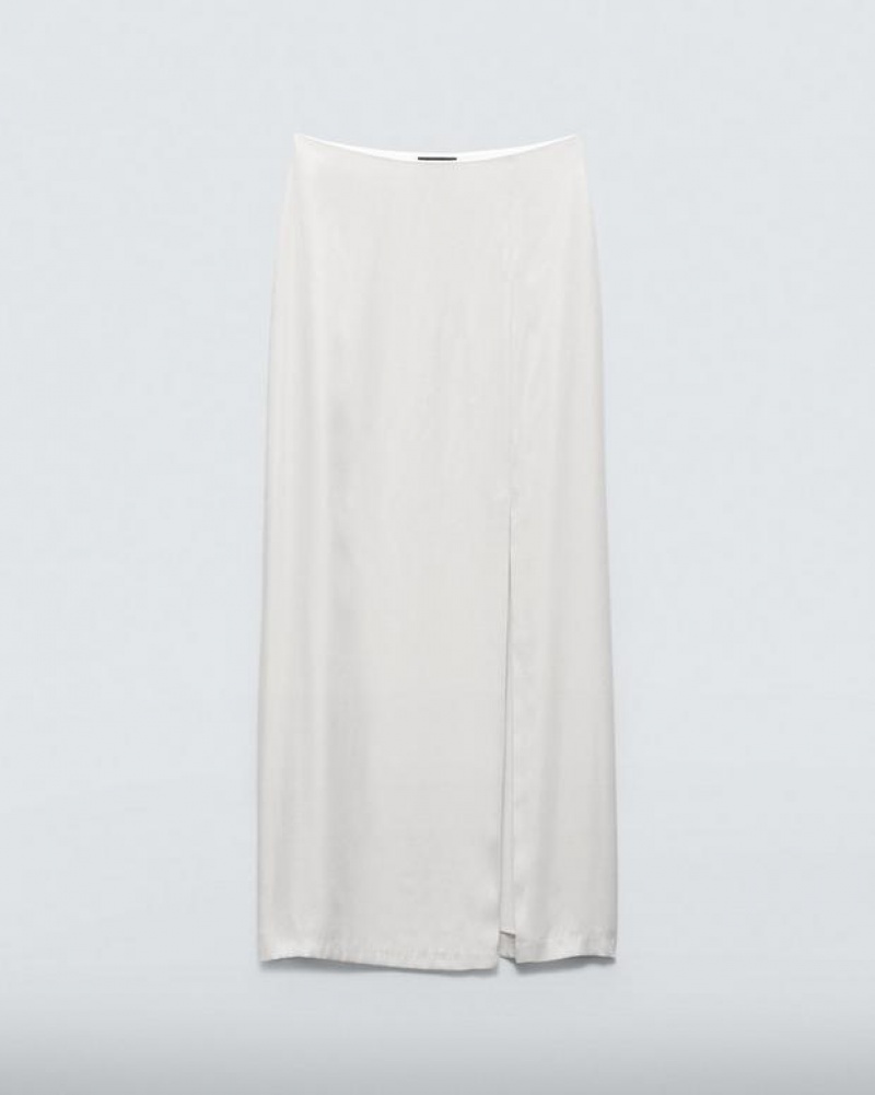 Women's Rag & Bone Ilana Silk Maxi Skirts White | 589KJFVDY