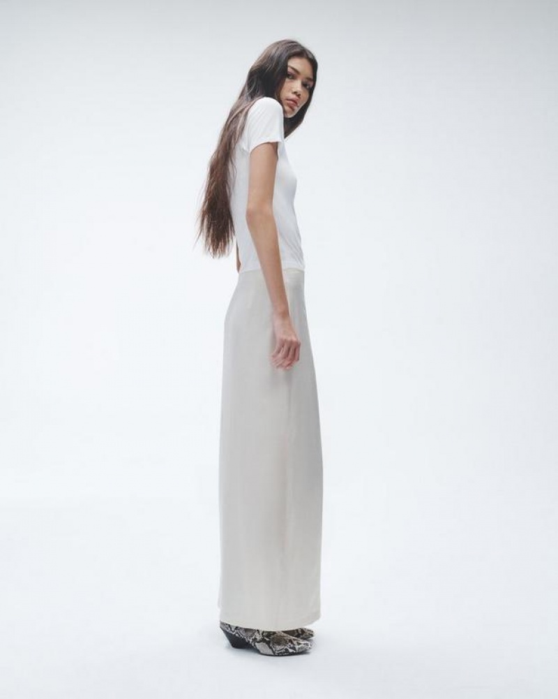 Women's Rag & Bone Ilana Silk Maxi Skirts White | 589KJFVDY