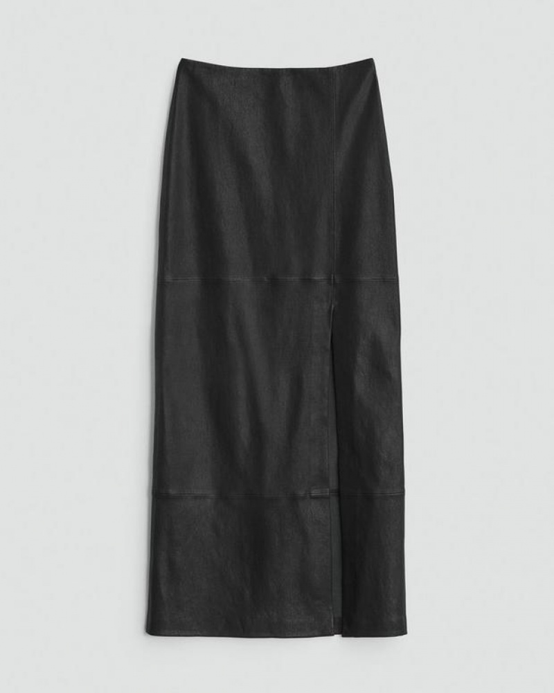 Women's Rag & Bone Ilana Stretch Leather Maxi Skirts Black | 428TMIWZR