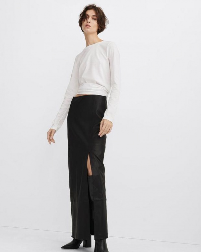 Women's Rag & Bone Ilana Stretch Leather Maxi Skirts Black | 428TMIWZR