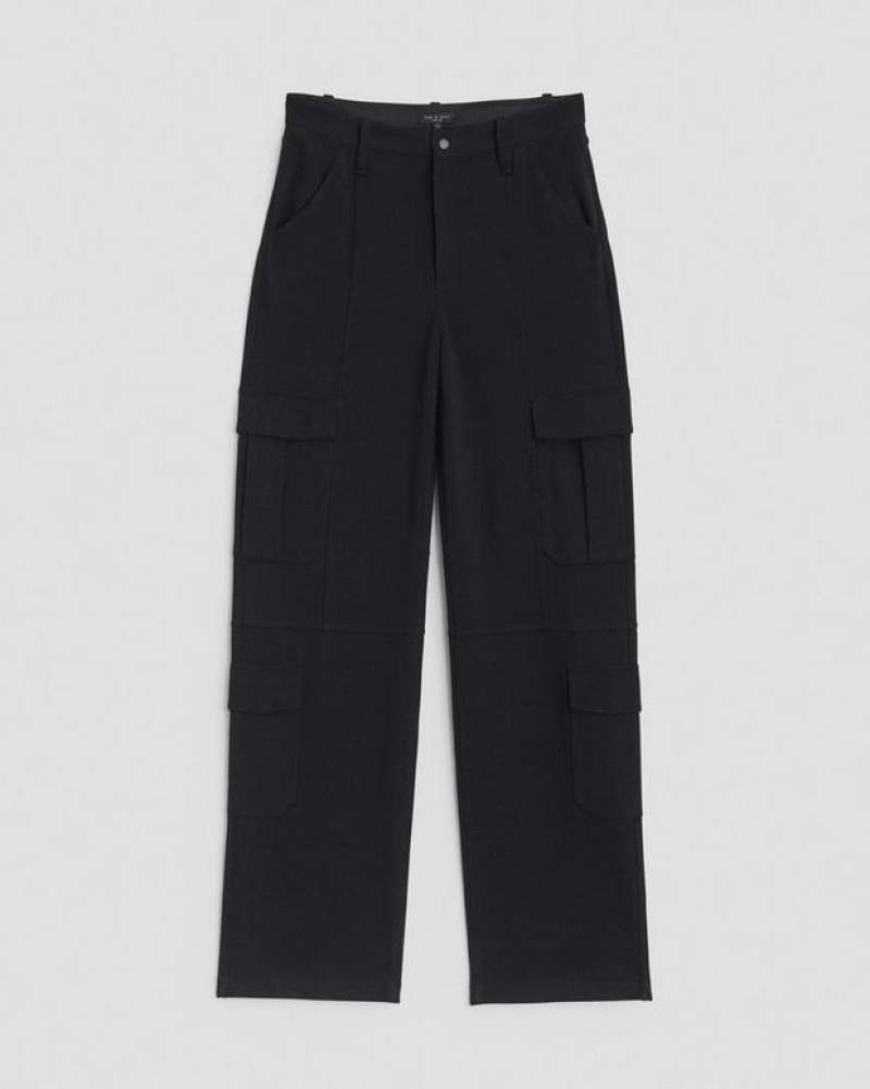 Women's Rag & Bone Irina Ponte Cargo Classic Fit Pants Black | 521COGZUD