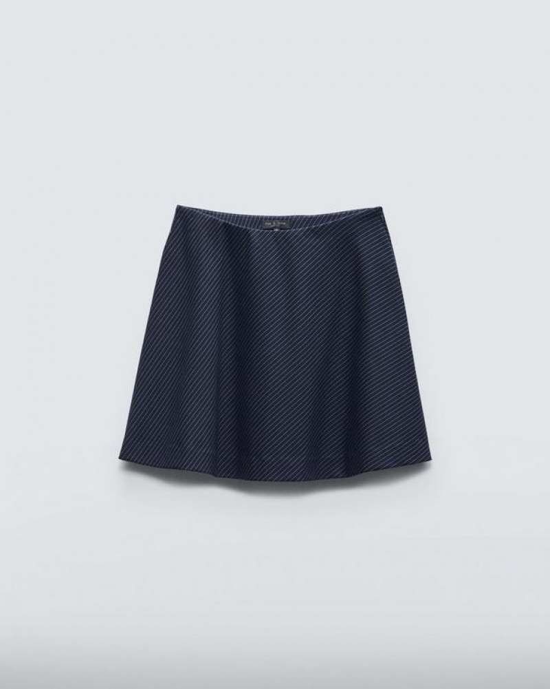 Women's Rag & Bone Irina Ponte Mini Skirts Navy Stripes | 173ZRLHCW