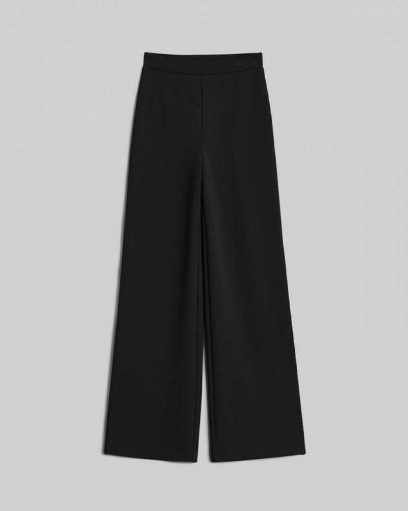 Women's Rag & Bone Irina Ponte Wide Leg Relaxed Fit Pants Black | 029RZFTEJ