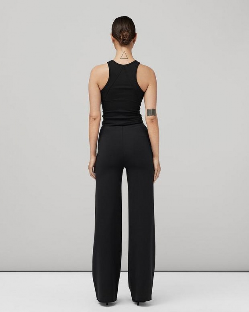 Women's Rag & Bone Irina Ponte Wide Leg Relaxed Fit Pants Black | 029RZFTEJ