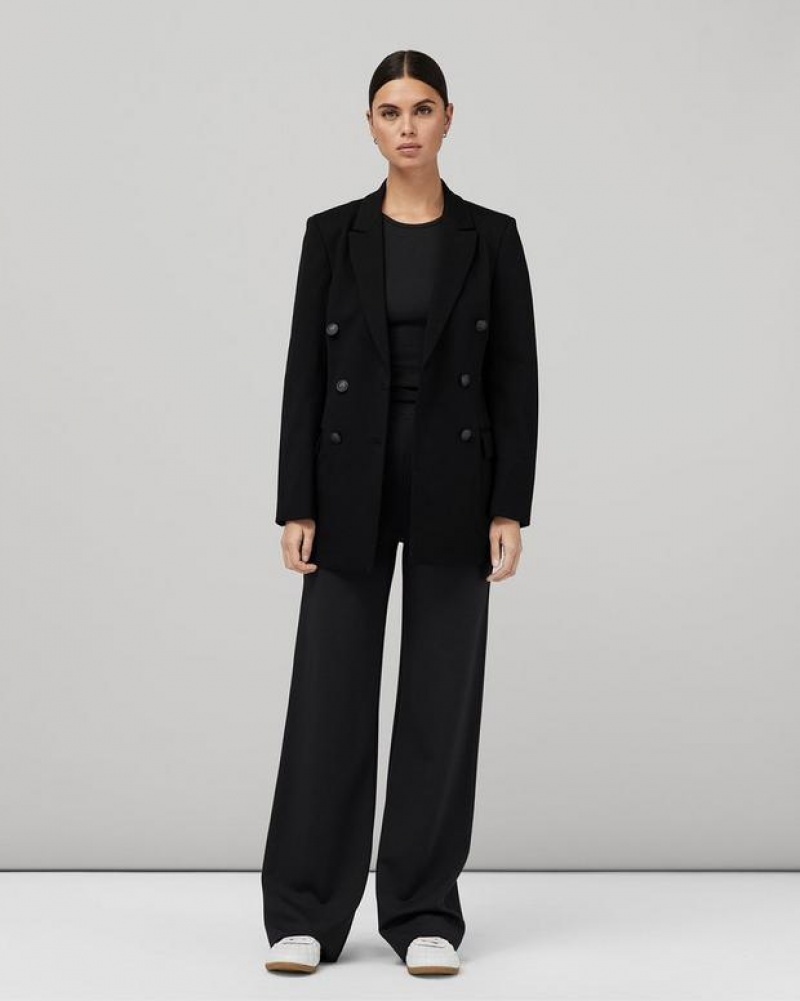 Women's Rag & Bone Irina Ponte Wide Leg Relaxed Fit Pants Black | 029RZFTEJ