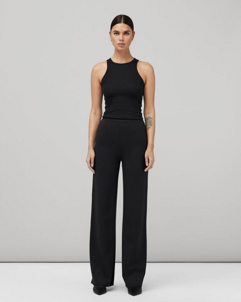 Women\'s Rag & Bone Irina Ponte Wide Leg Relaxed Fit Pants Black | 029RZFTEJ