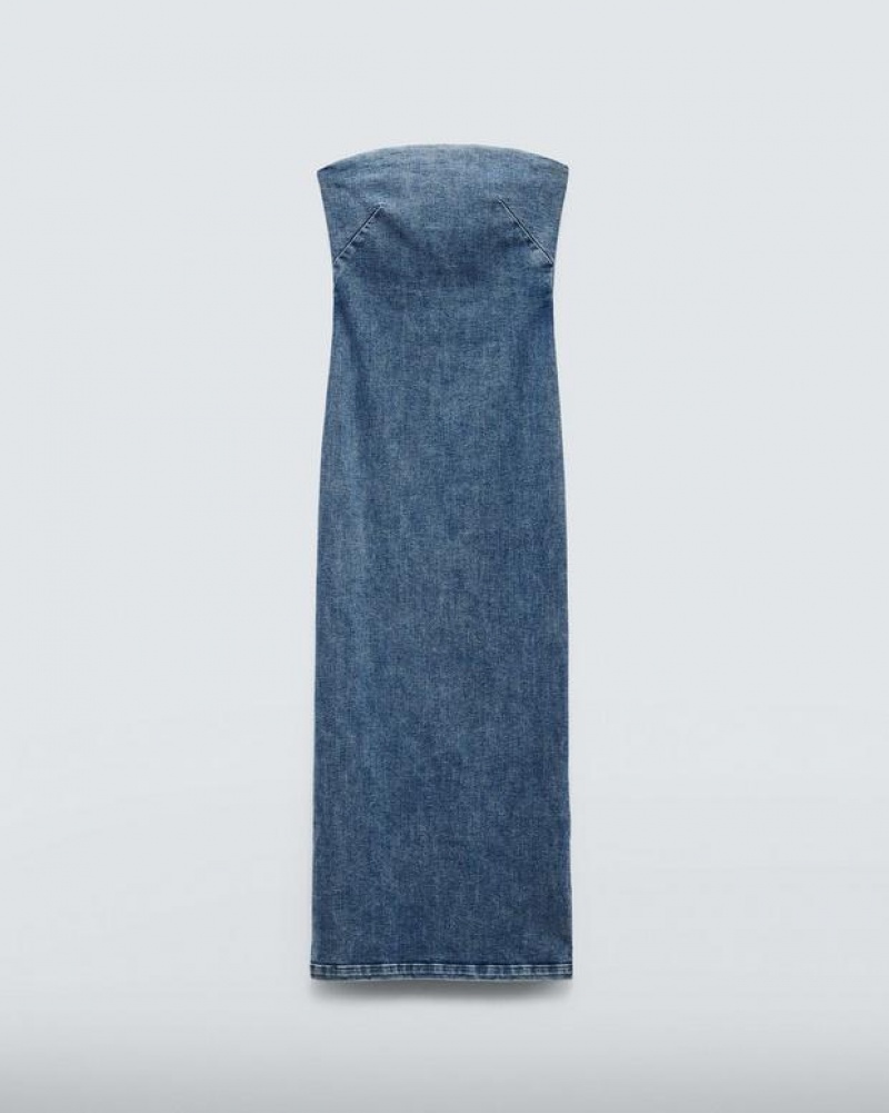 Women's Rag & Bone Jasmine Denim Midi Dress Elle | 137RNPUIV