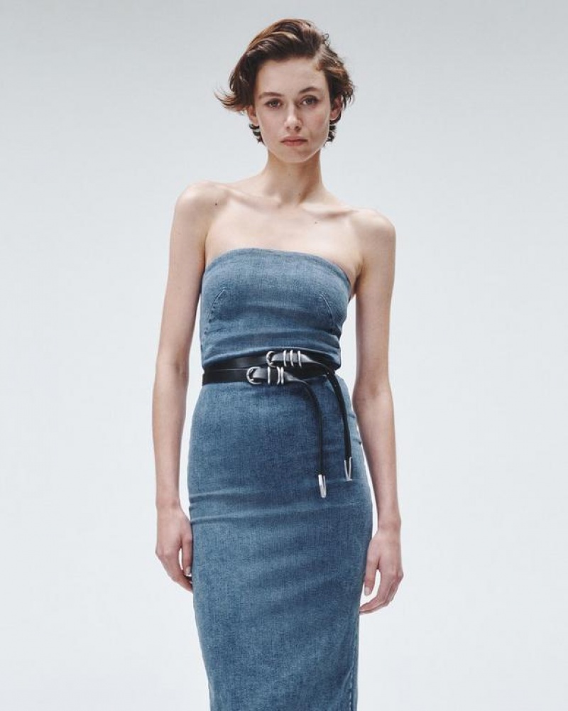 Women's Rag & Bone Jasmine Denim Midi Dress Elle | 137RNPUIV