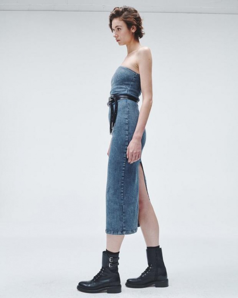 Women's Rag & Bone Jasmine Denim Midi Dress Elle | 137RNPUIV