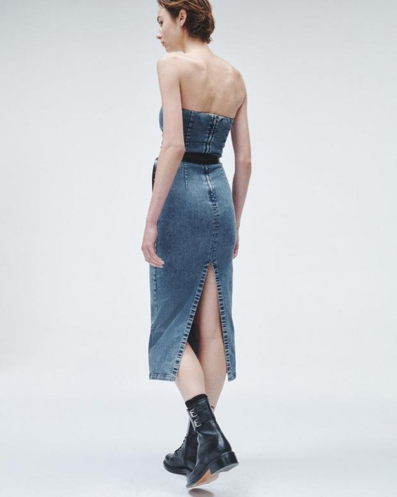 Women's Rag & Bone Jasmine Denim Midi Dress Elle | 137RNPUIV