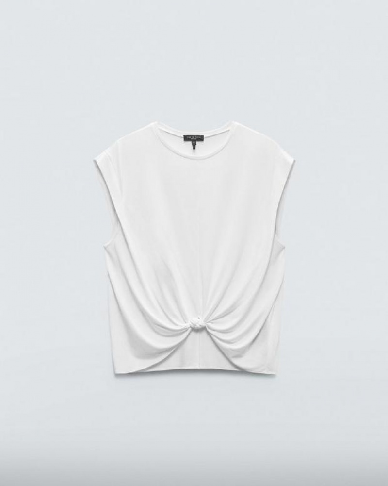 Women's Rag & Bone Jenna Tee Stretch Jersey T-Shirt White | 719VJUEBD