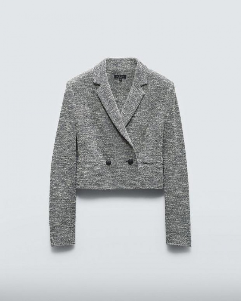 Women's Rag & Bone Josie Italian Tweed Tailored Fit Blazers Navy White | 978BOYWET